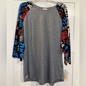 Lularoe Randy 4th of July America 3/4 sleeve t-shirt 3XL NWT